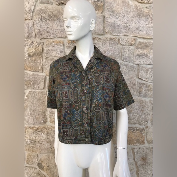 Vintage 1950s 1960s Mojud Short Sleeve Blouse Tiki Vibe - Picture 6 of 16